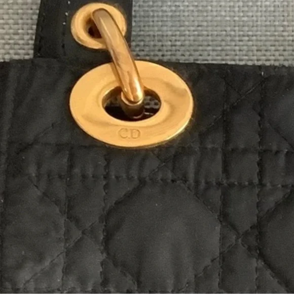 Auth Christian Dior Mini LADY DIOR Black & Gold vintage bag - Picture 11 of 12